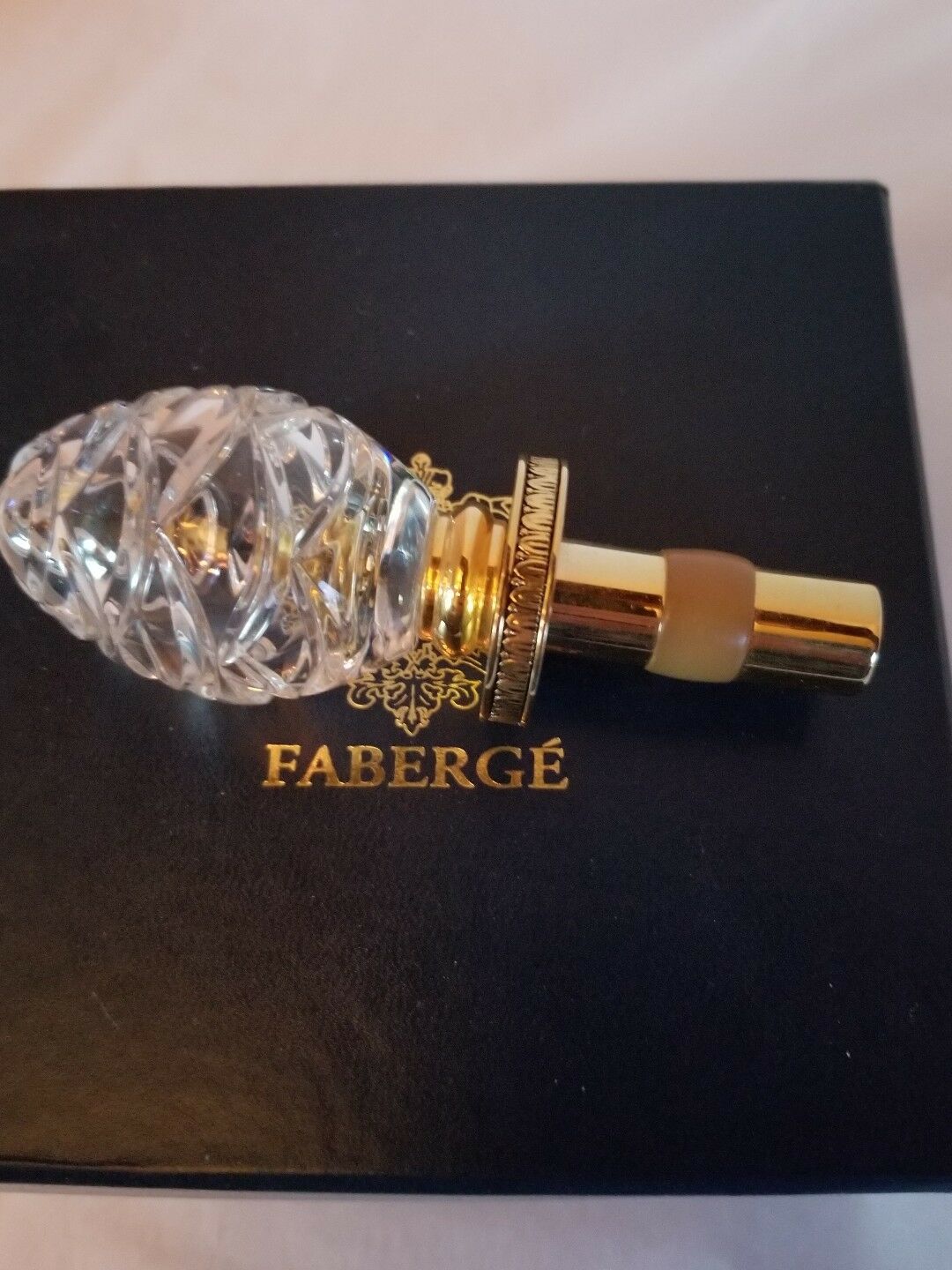 Faberge Clear Etched  Crystal  Bottle Stopper