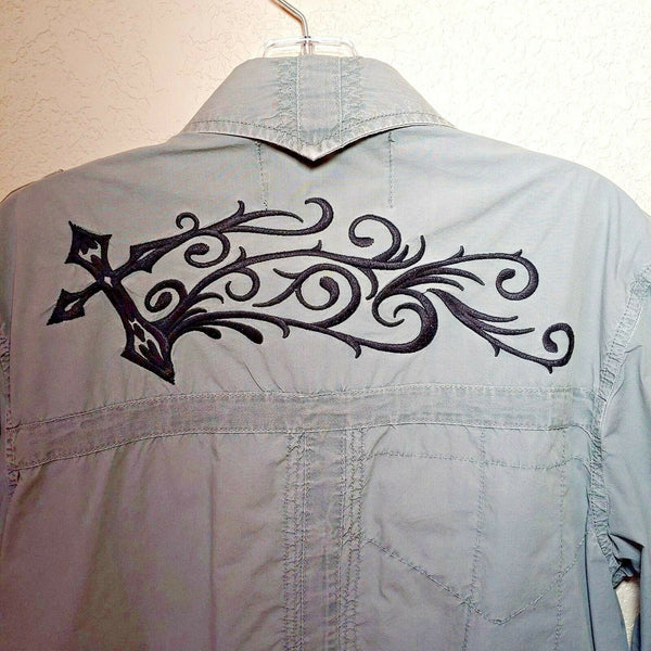 Rebel Spirit Gray Brigade Men's Medium Button-Down Long sleeve Shirt