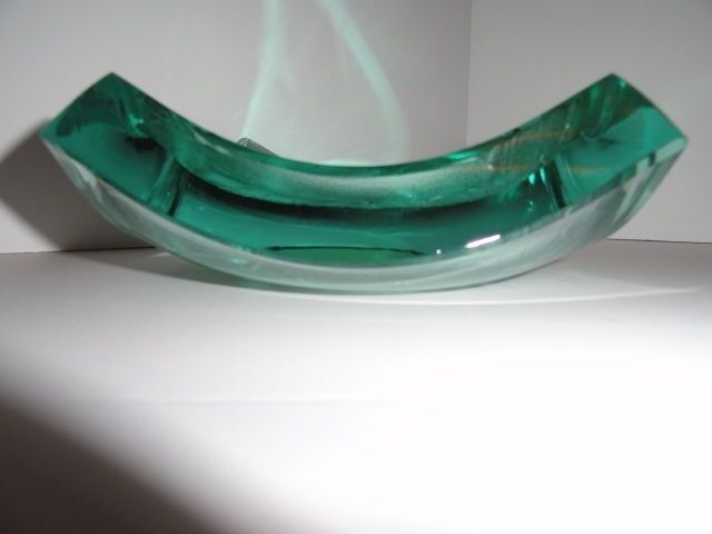 Stephen Schlanser Art Glass Bowl Brush Strokes Signed and Dated 1996