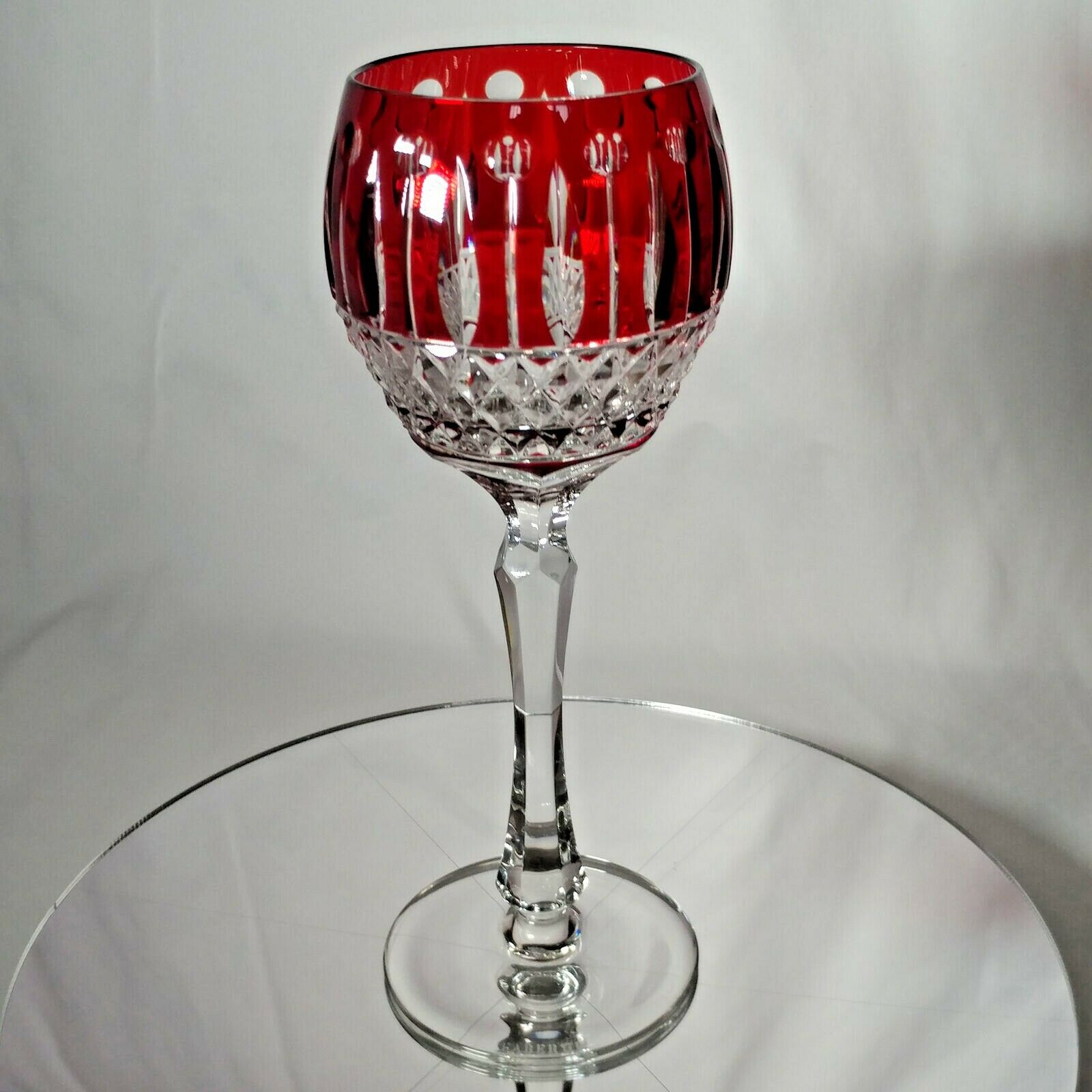 FABERGE XENIA  IMPERIAL RED CASED CUT TO CLEAR CRYSTAL GOBLET | SINGLE