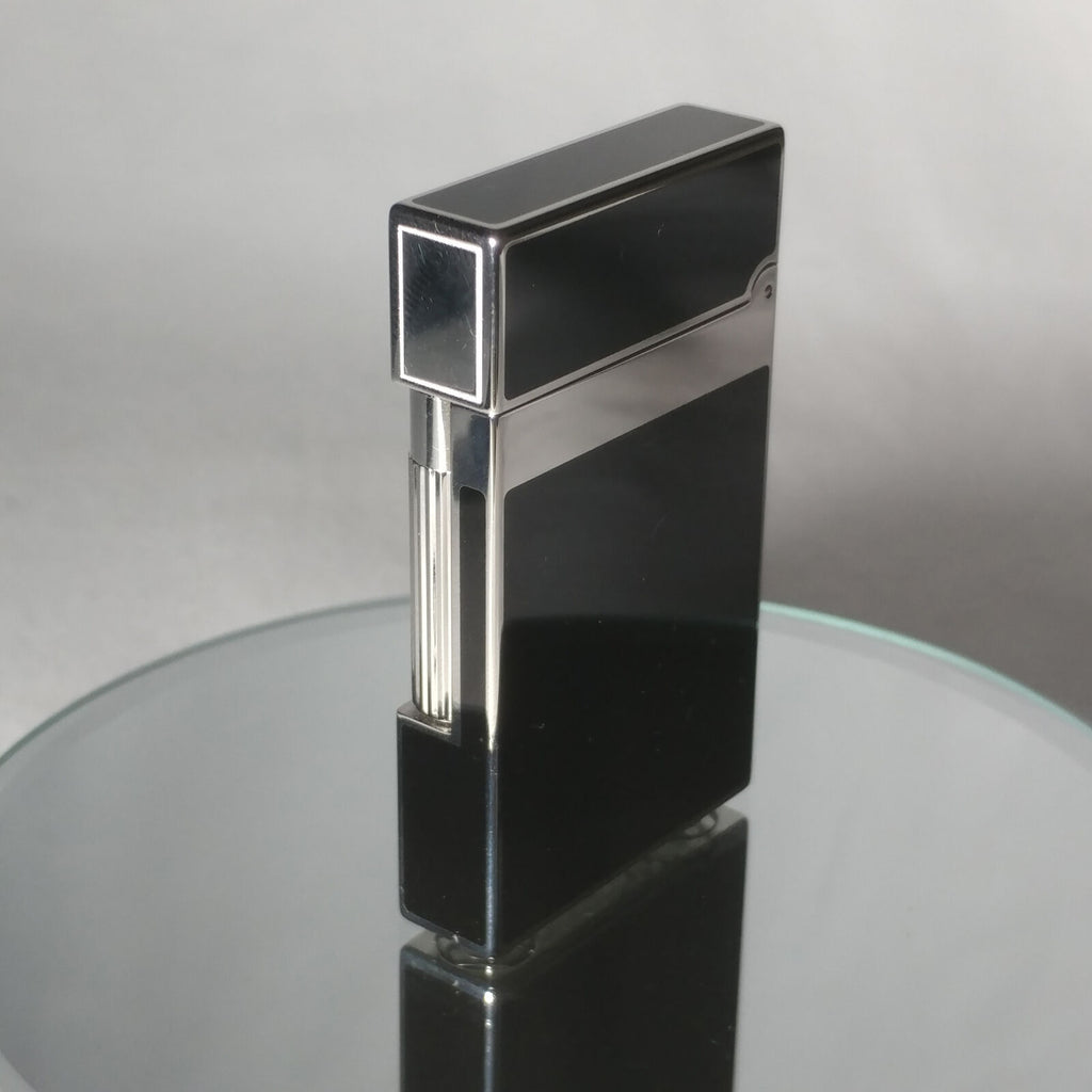 S.T. Dupont Black Chinese Lacquered Palladium Plated Ligne 2 Lighter