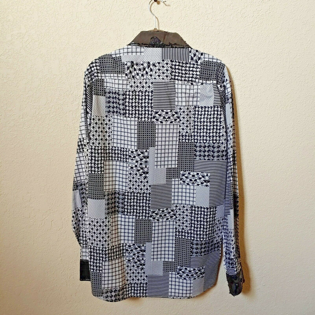 John Lennon | Men's Black and White Patterned Long sleeve Button down  Shirt