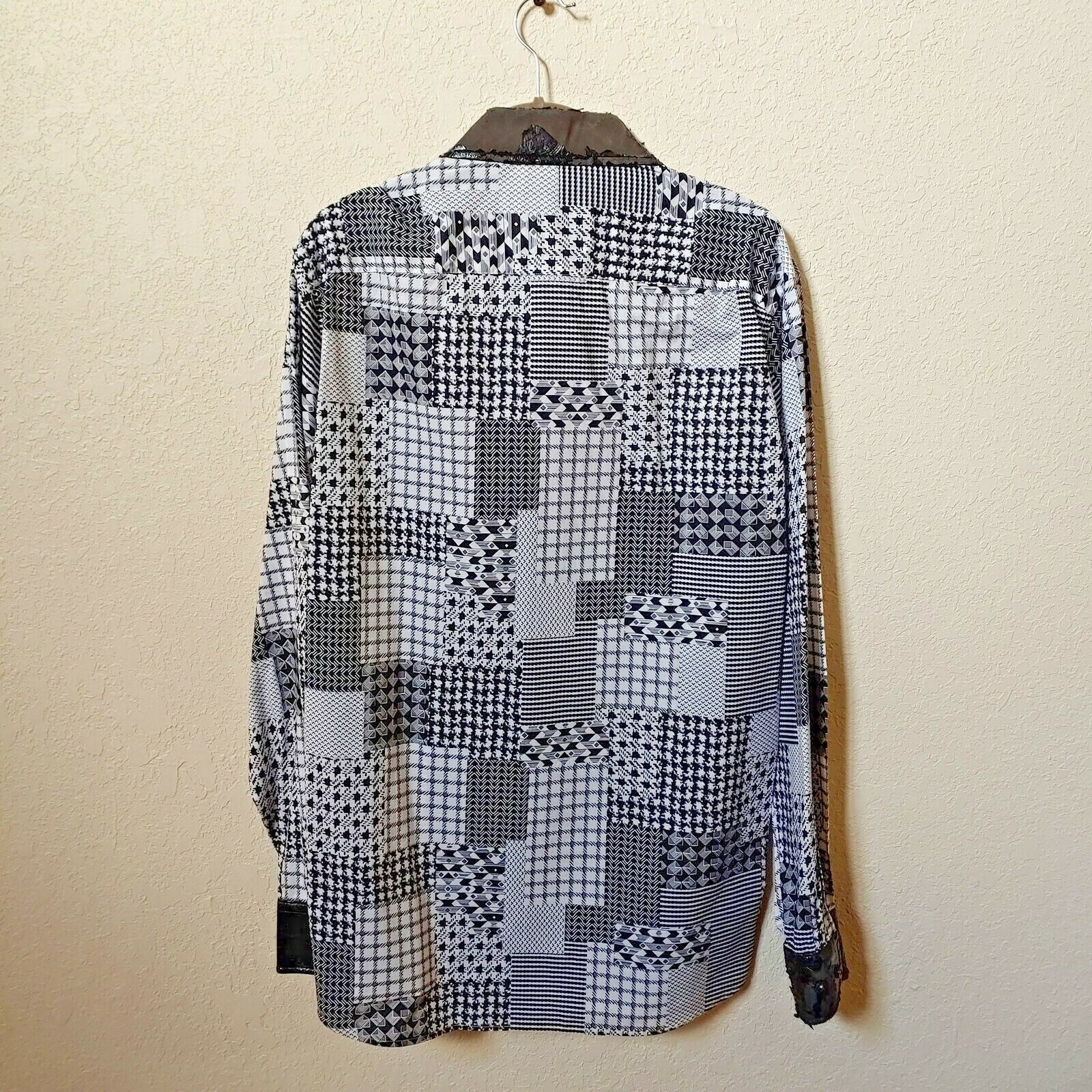 John Lennon | Men's Black and White Patterned Long sleeve Button down  Shirt