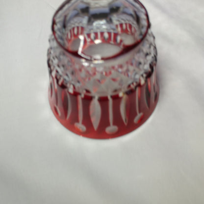Faberge Xenia Ruby Red Cut to Clear Crystal Glass Signed