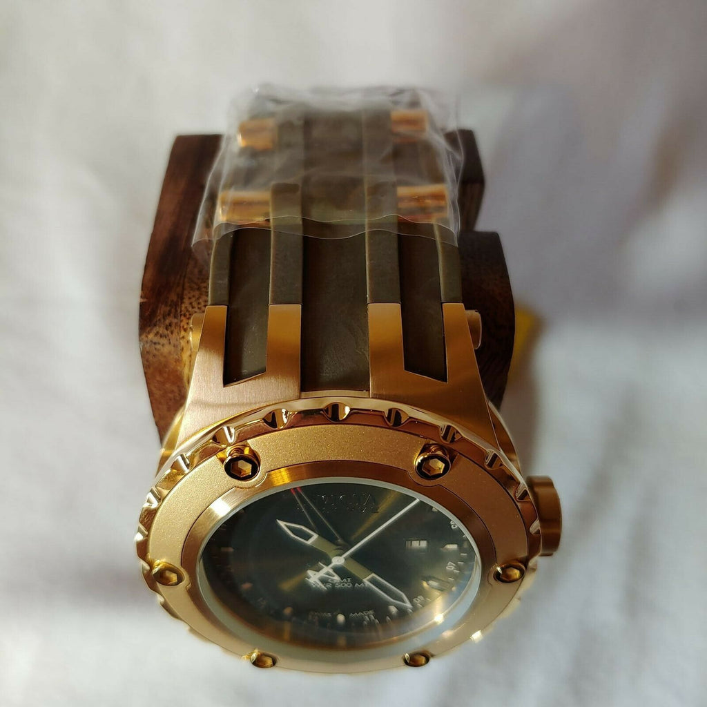 INVICTA SUBAQUA QUARTZ - GOLD CASE W/GOLD OLIVE GREEN TONE STAINLESS STEEL BAND
