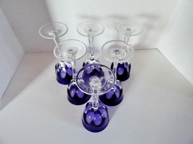 Faberge regency goblets in cobalt  blue crystal