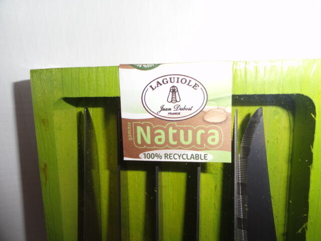 Laguiole Natura 6 Steak Knife Set & Wood Tray