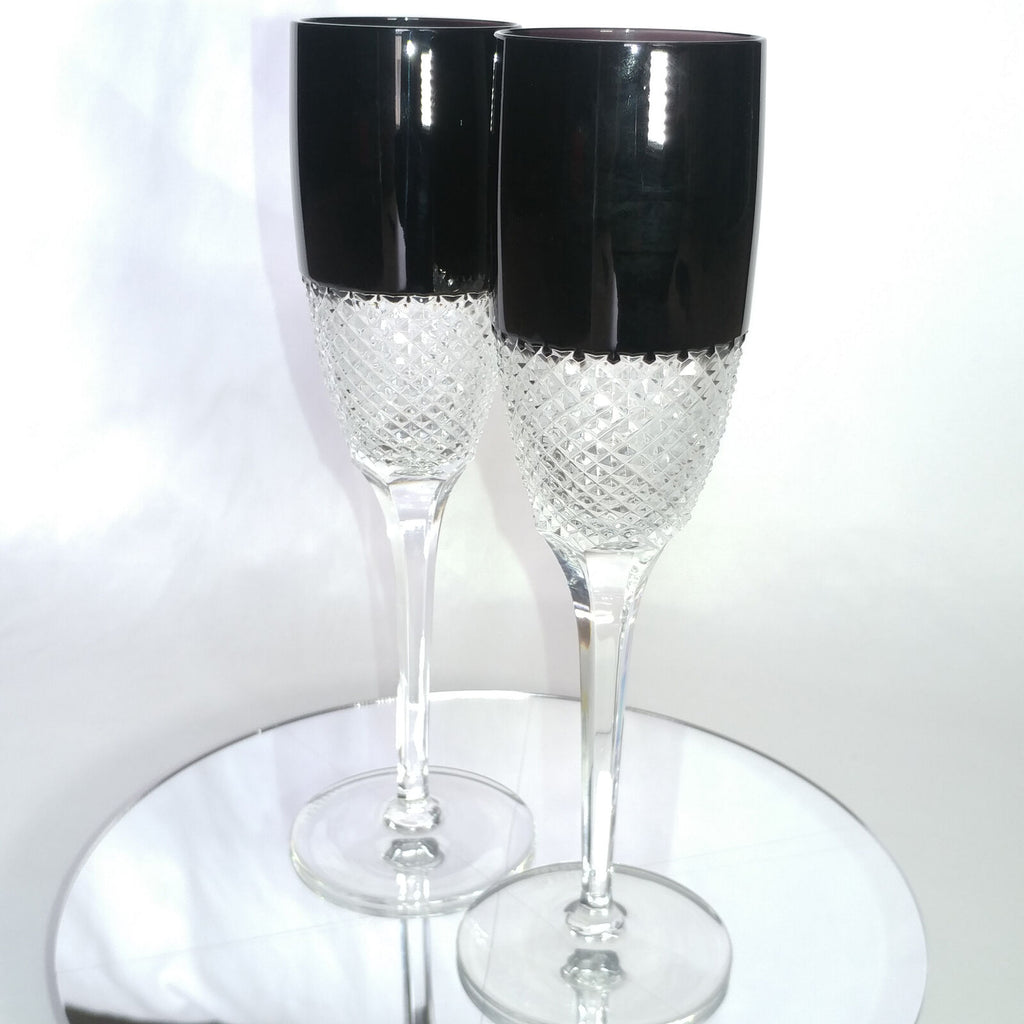 Faberge Flutes in Amethyst Diamond pattern in the original box