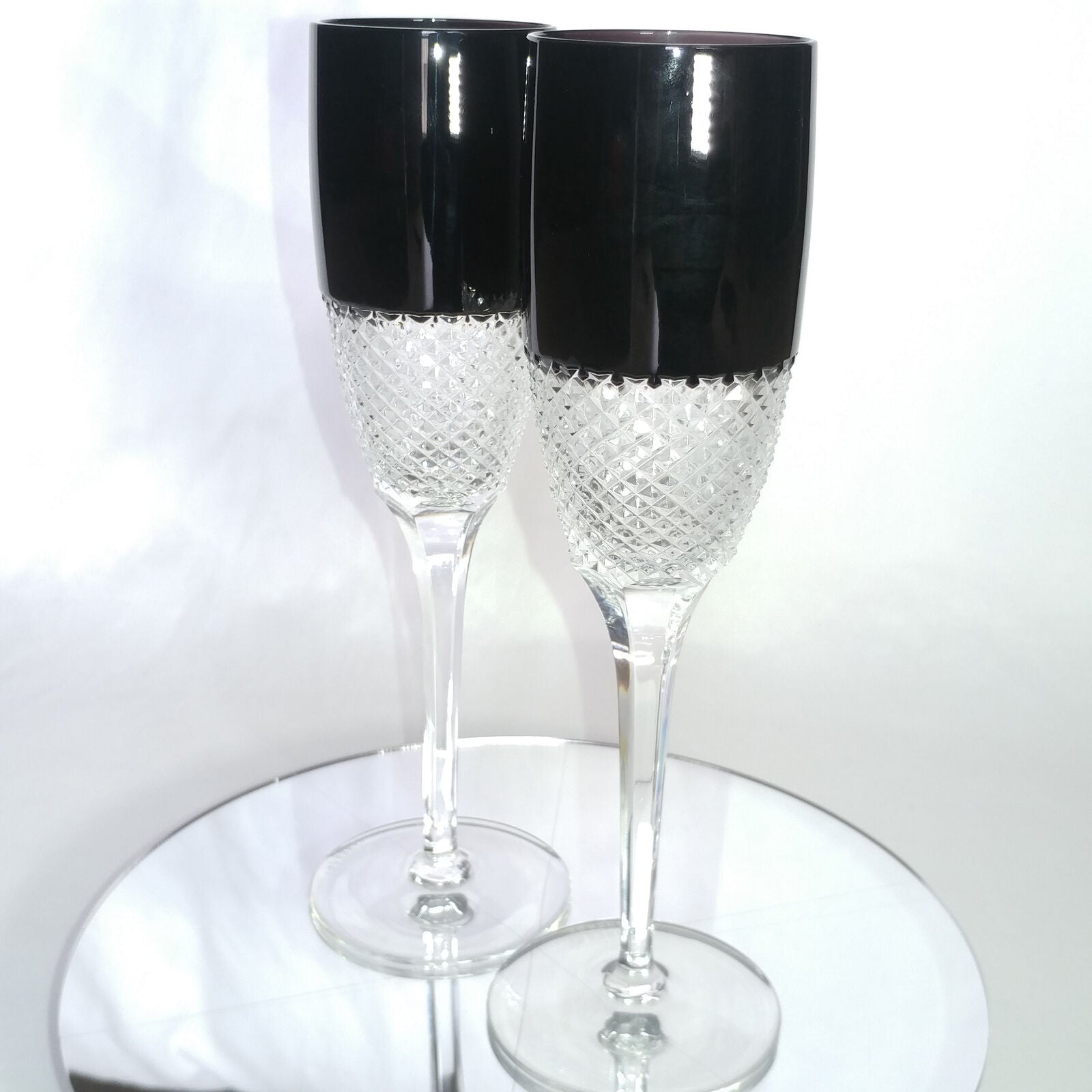 Faberge Flutes in Amethyst Diamond pattern in the original box