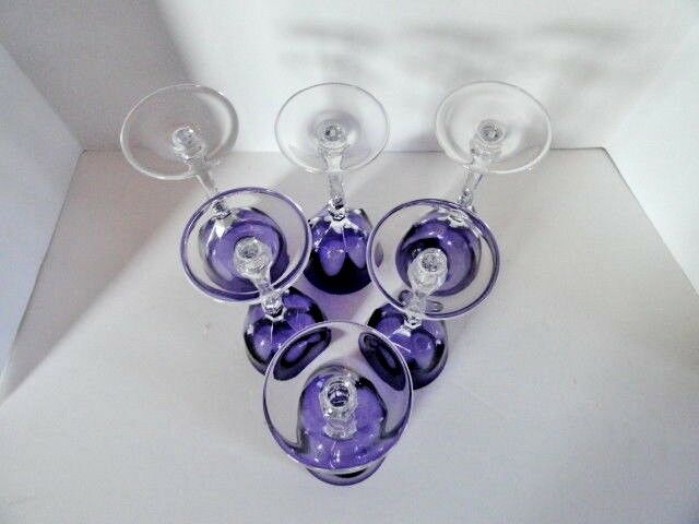 Faberge regency goblets in cobalt  blue crystal