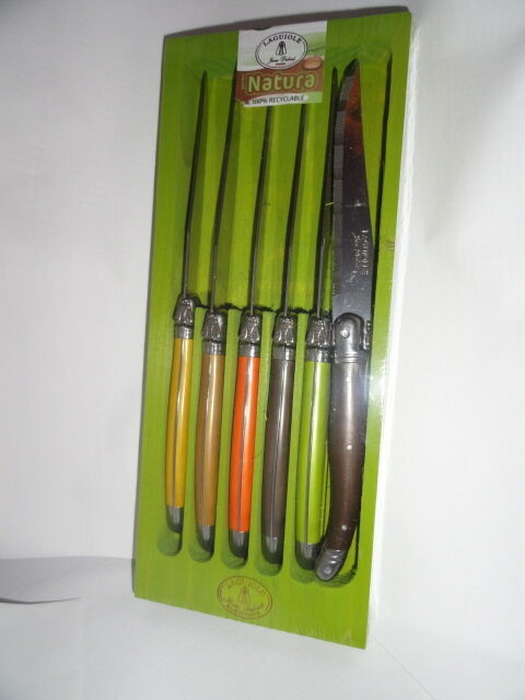 Laguiole Natura 6 Steak Knife Set & Wood Tray