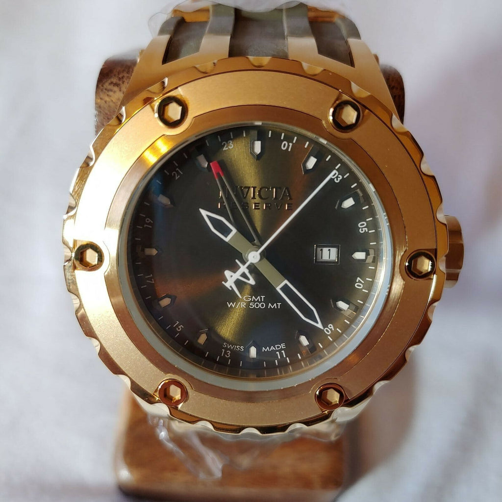 INVICTA SUBAQUA QUARTZ - GOLD CASE W/GOLD OLIVE GREEN TONE STAINLESS STEEL BAND