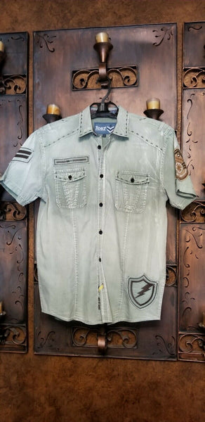 Roar Signature Short Sleeve Button Up Shirt Size Medium