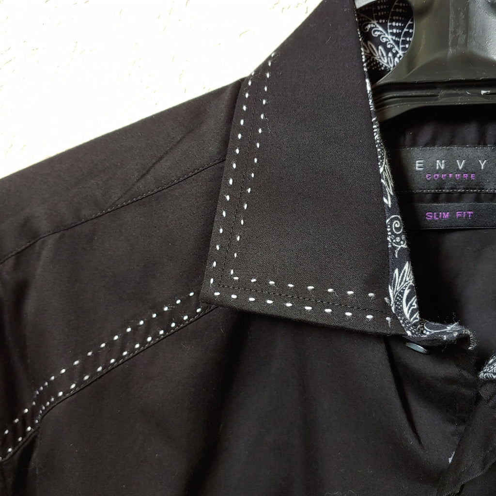 Envy Couture | Slim Fit | Black Longsleeve Buttondown Casual Shirt