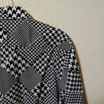 John Lennon | Men's Black and White Patterned Longsleeve Buttondown Casual Shirt