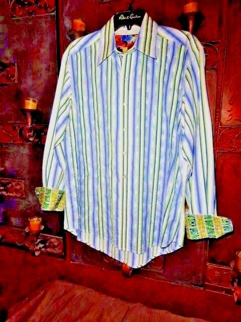 Robert Graham Classic Fit Blue Tonal Striped  Long Sleeve Shirt Size Medium