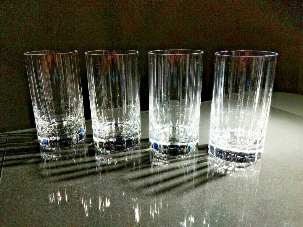 Faberge Atelier Crystal Collection  Highball Glasses set of 4 NIB  5 1/4" H x 2 7/8" W
