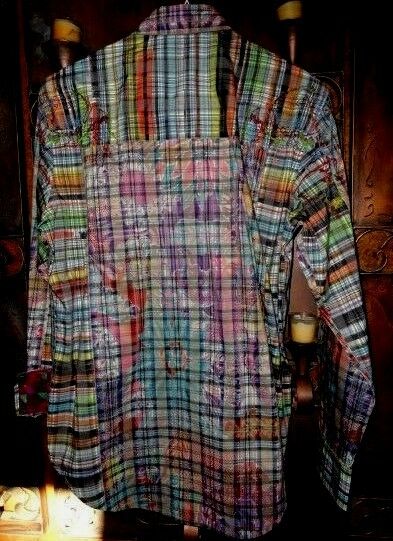 Robert Graham Patchwork Madras Plaid Print Shirt — Medium
