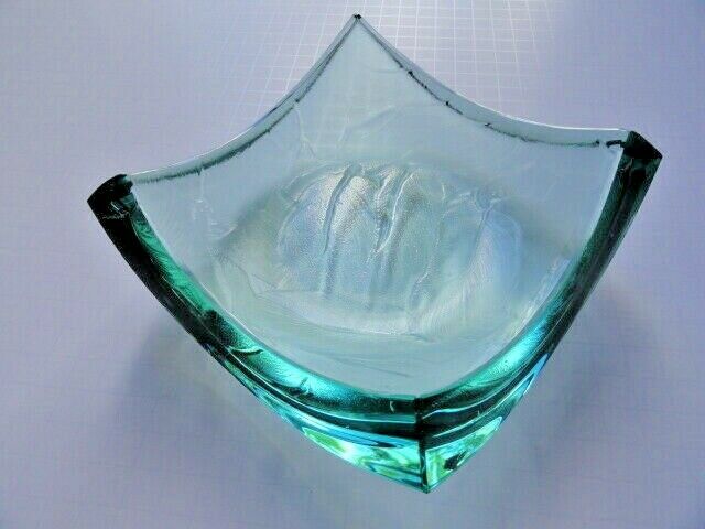 Stephen Schlanser Jade Art Glass Bowl Brush Stokes