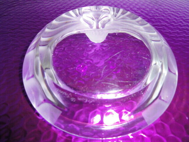 Lalique Crystal Lion's Head Ashtray — Clear & Frosted