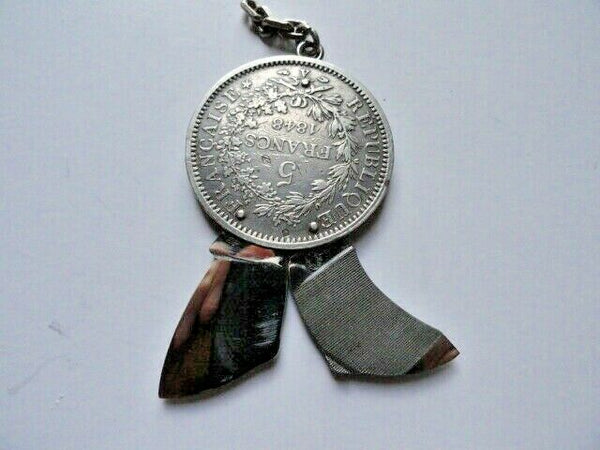 VINTAGE ELOI PERNET FRANCE 1868 SILVER COIN POCKET KNIFE