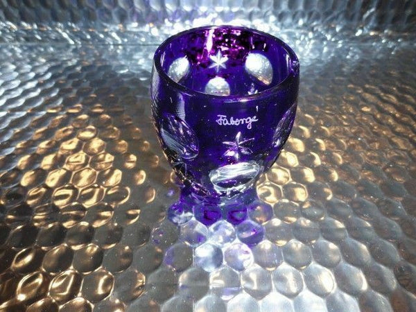 Faberge Na Zdorvye Galaxy Cobalt Blue Vodka Shot Glass etched by Faberge