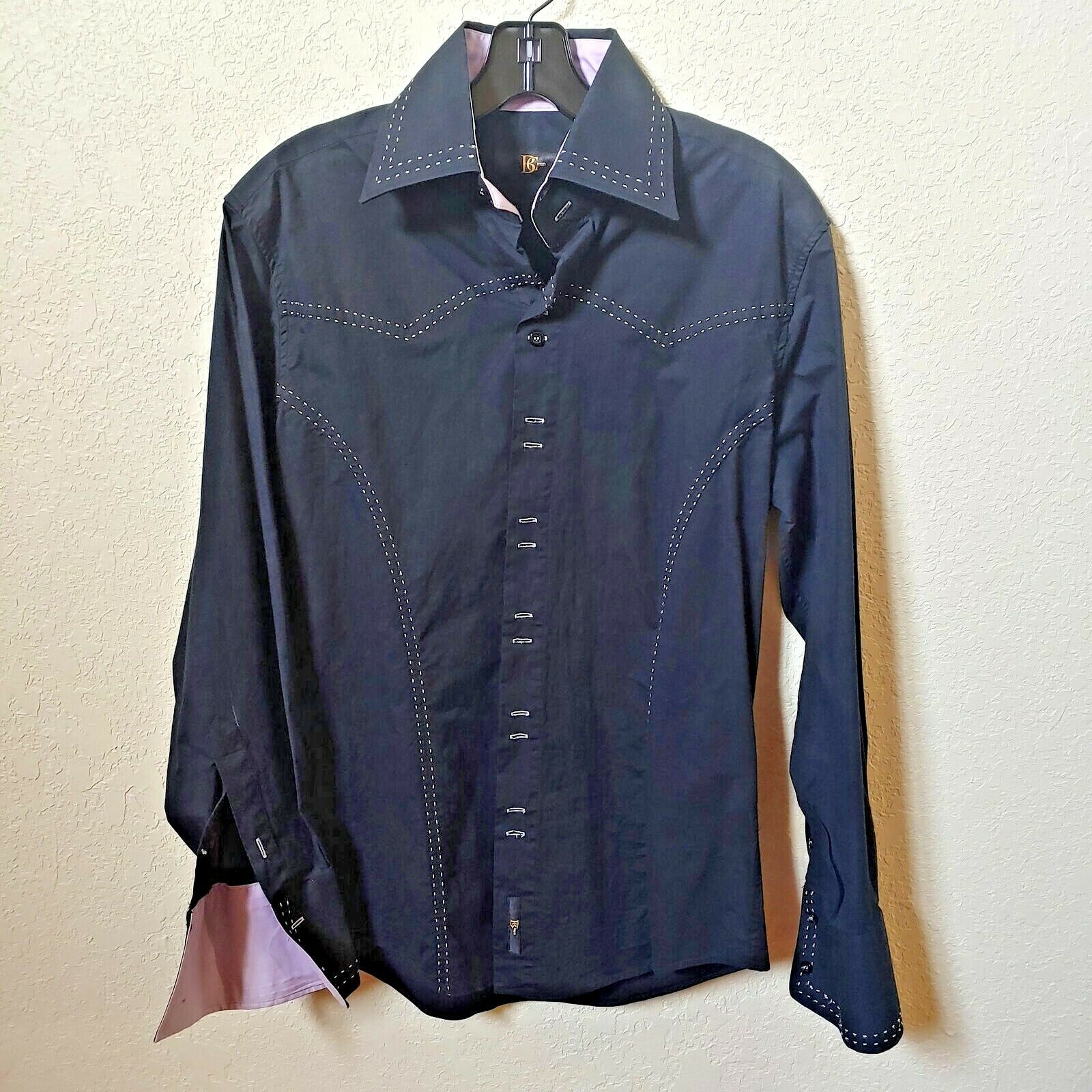 BC Men | Black Long sleeve Button down Casual Shirt | Medium