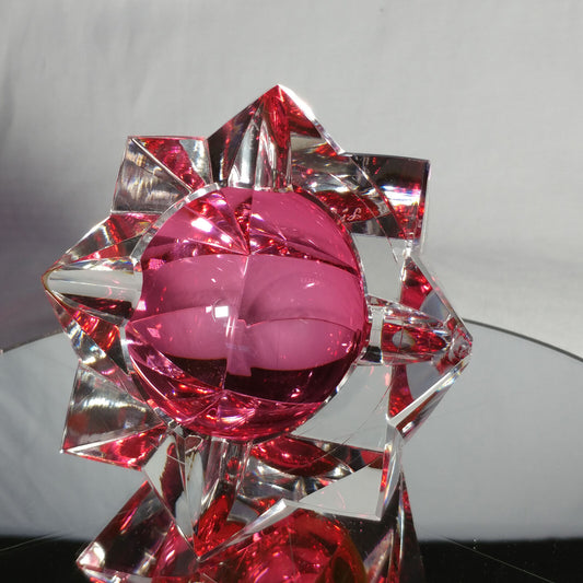 Sommerso Murano | Pink & Clear Star Faceted Glass Ashtray | Italy 1950s