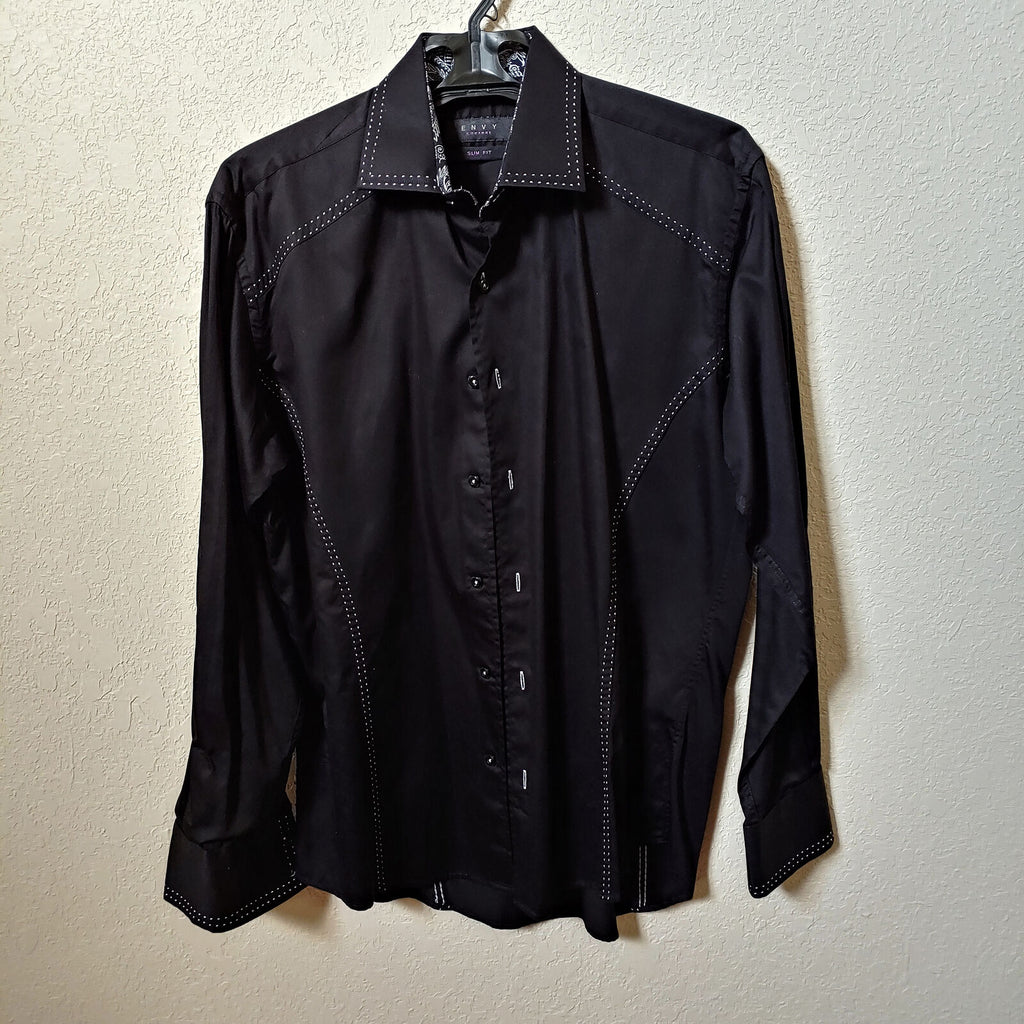 Envy Couture | Slim Fit | Black Longsleeve Buttondown Casual Shirt