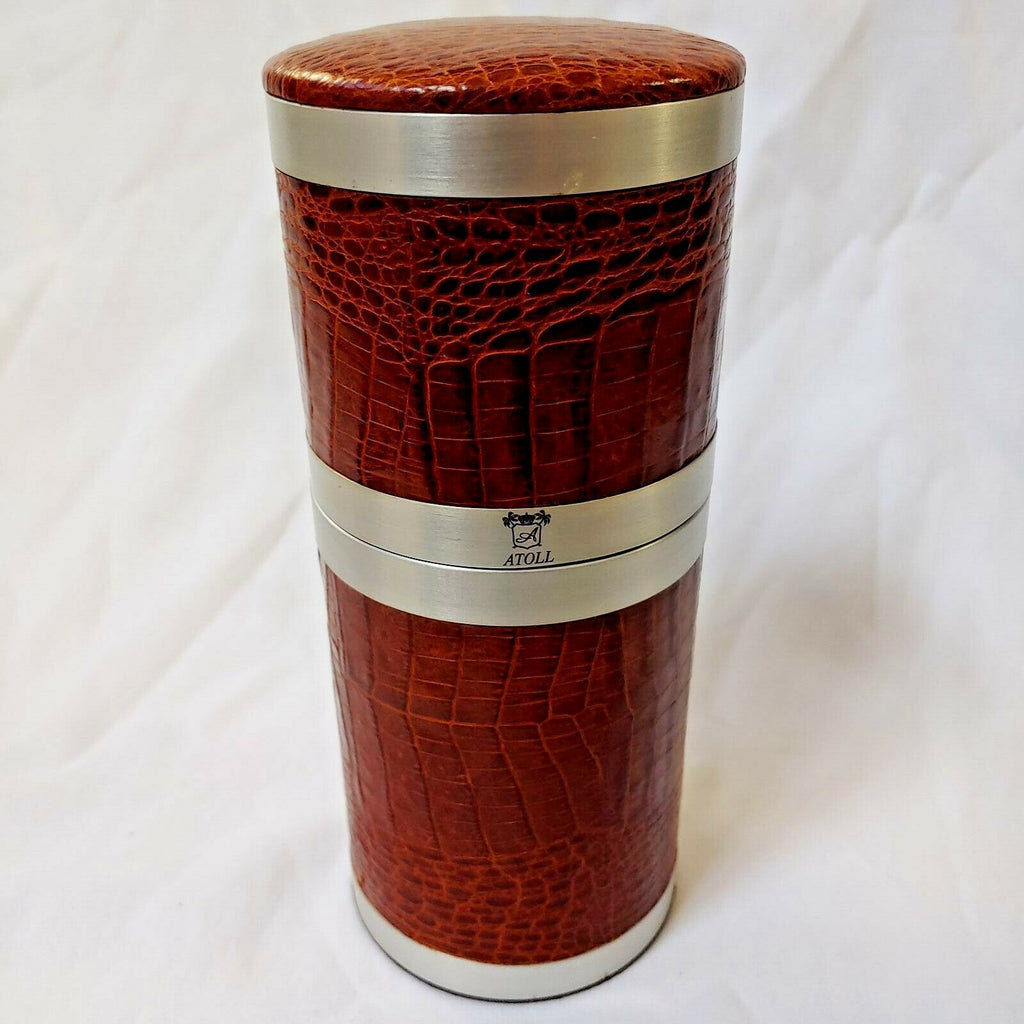 ATOLL TRAVEL HUMIDOR IN BROWN CROC LEATHER