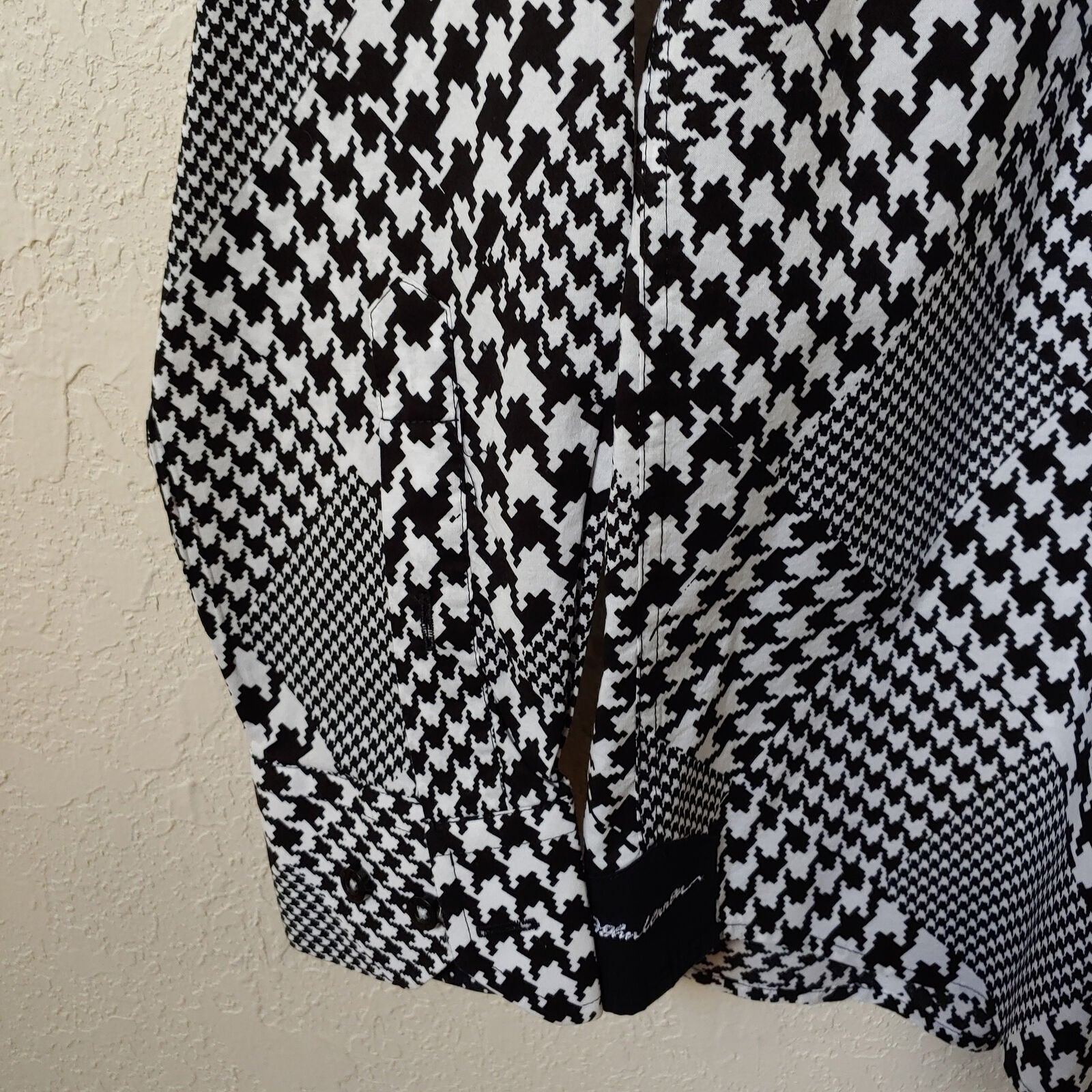John Lennon | Men's Black and White Patterned Longsleeve Buttondown Casual Shirt