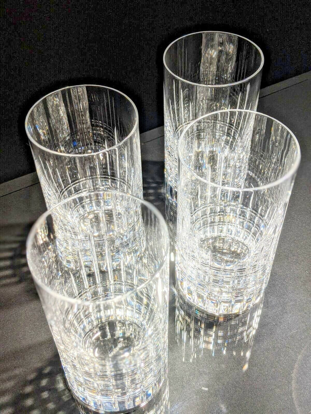 Faberge Atelier Clear Crystal Collection Tall Glasses  5 3/8" H x 2 3/4" W