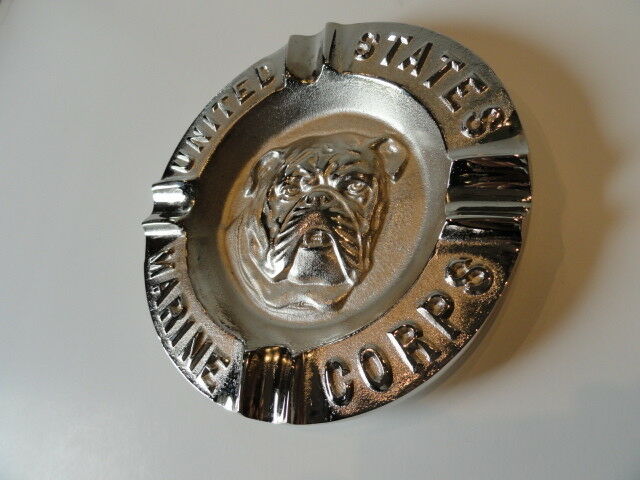 USMC Bulldog Ashtray & Red USMC Baseball Cap Combo