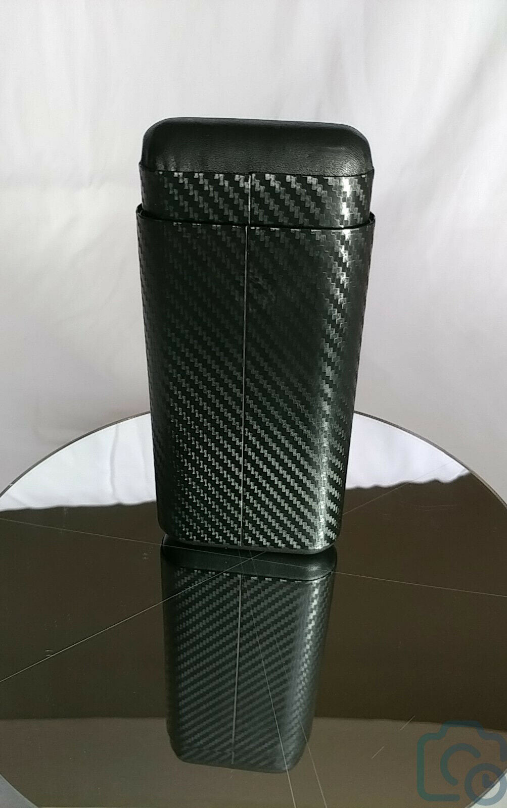 Wood Portable Black Carbon Fiber Cigar Case Outdoor 3 Tubes Travel Humidor