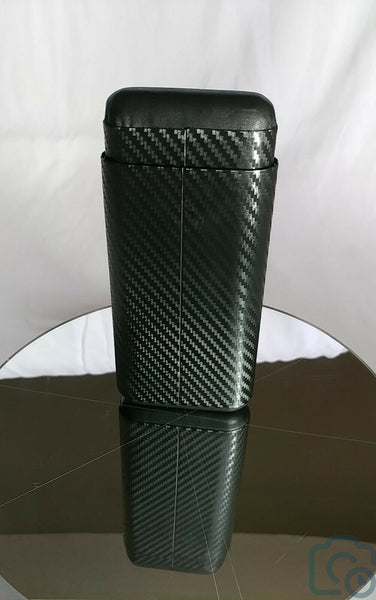 Wood Portable Black Carbon Fiber Cigar Case Outdoor 3 Tubes Travel Humidor
