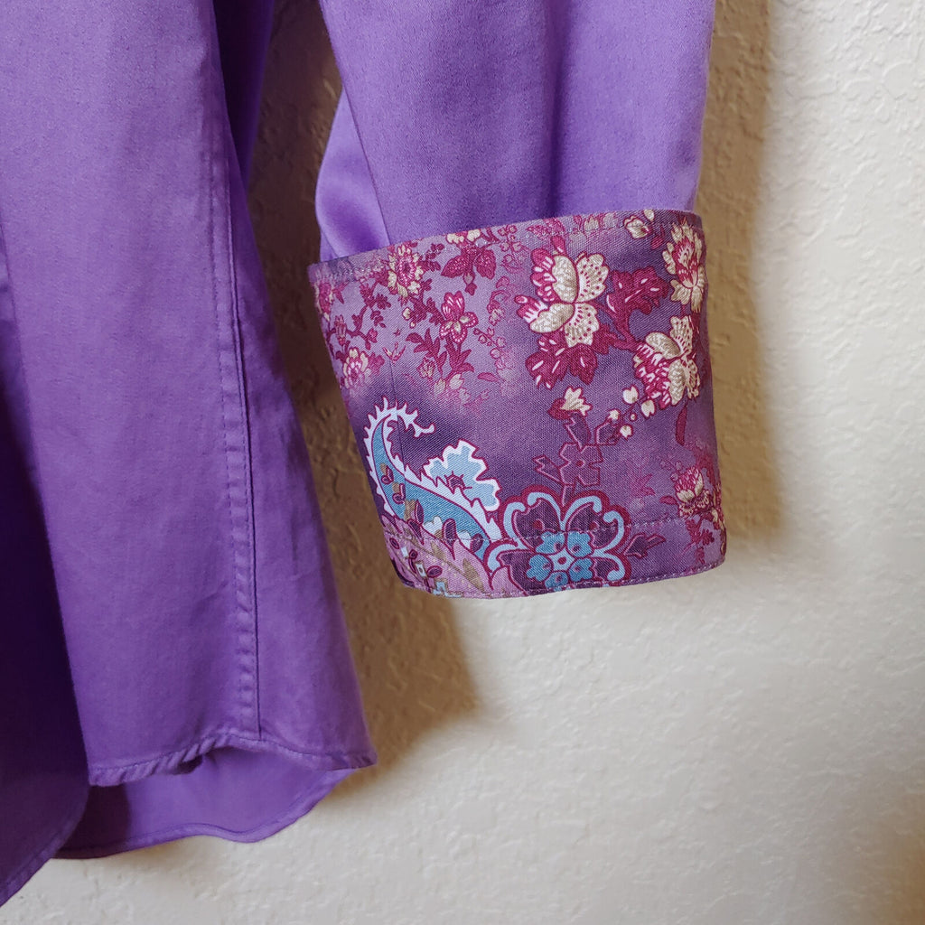 Deluxe Collection | Men's Purple Long sleeve Button down Casual Shirt | Sz. 3