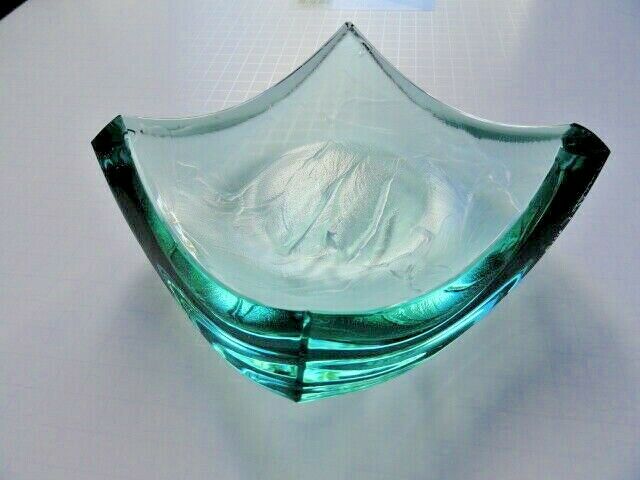 Stephen Schlanser Jade Art Glass Bowl Brush Stokes