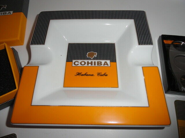 Ashtray, lighter and cutter combo