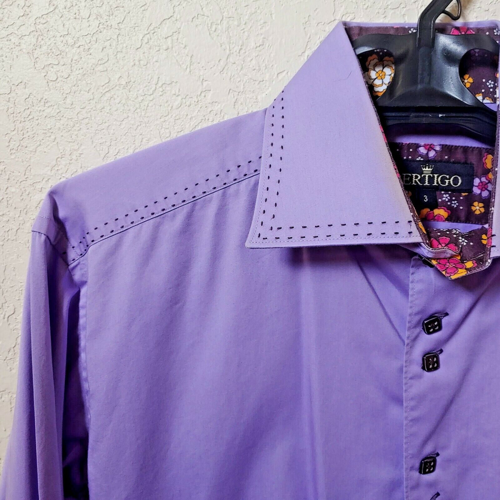 Bertigo | Men's Purple Long sleeve Button down Casual Shirt