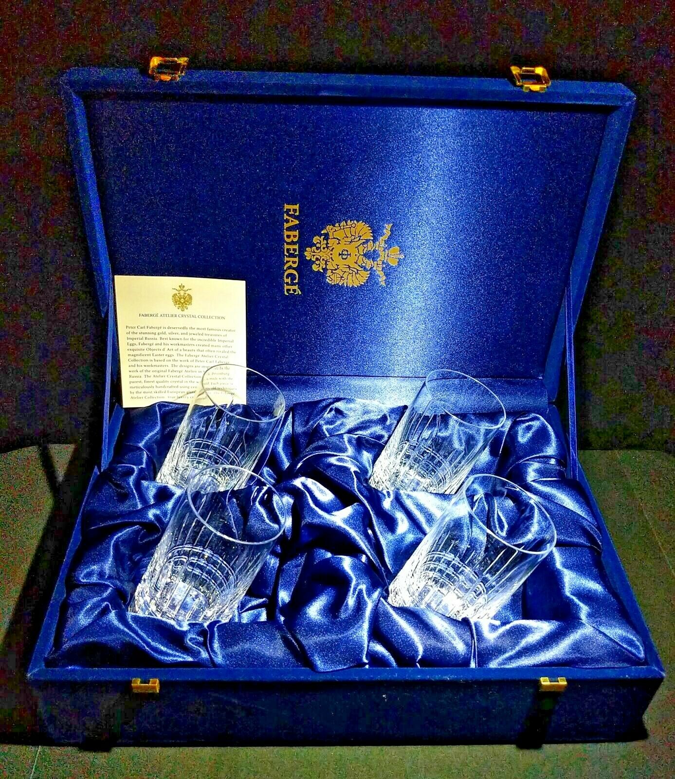 Faberge Atelier Clear Crystal Collection Tall Glasses  5 3/8" H x 2 3/4" W