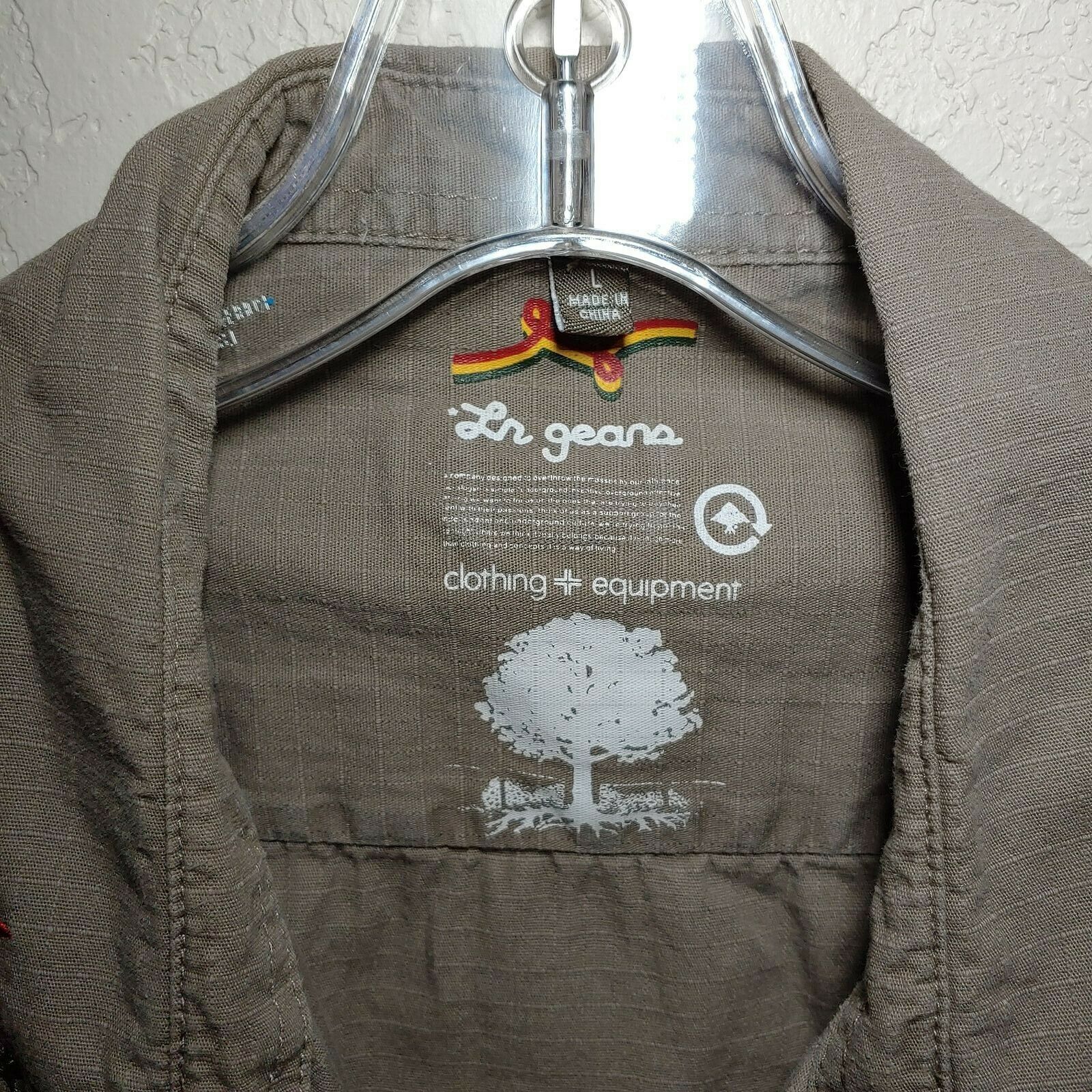 LR Geans Brown Men's Large Button-Down Long sleeve Shirt