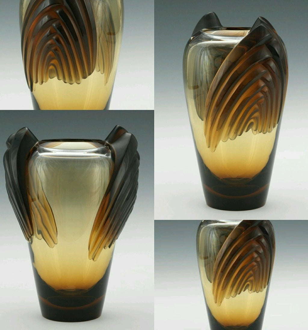 LALIQUE "Marrakech" Vintage Sculptural Art Glass Vase by Marie-Claude Lalique