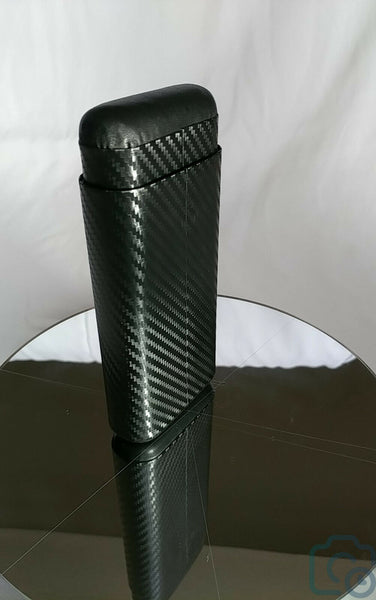 Wood Portable Black Carbon Fiber Cigar Case Outdoor 3 Tubes Travel Humidor