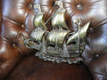 Brass Wall Plaque of Sailing Ship 15 " across by 13.25" H
