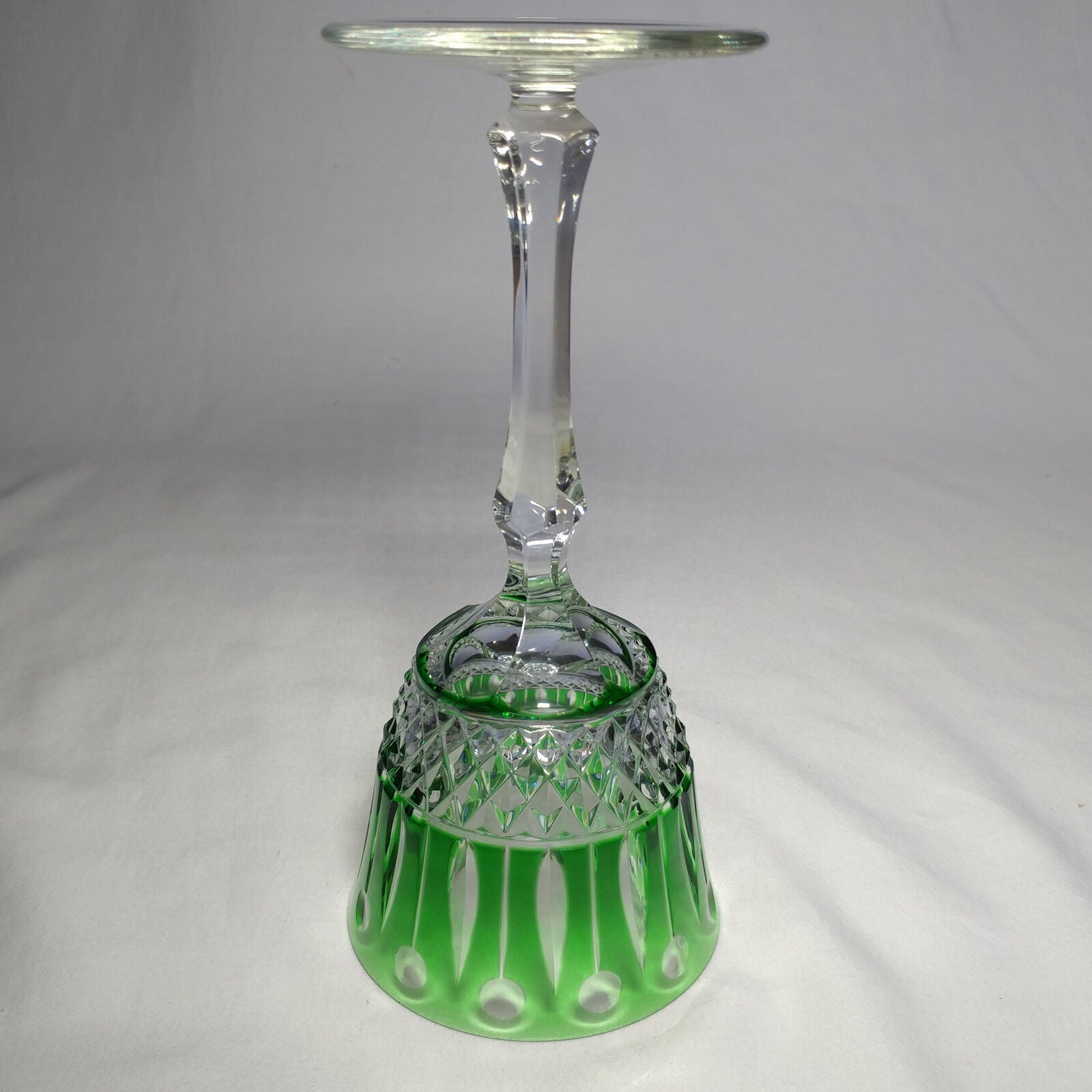 Faberge Xenia  Emerald Green Cut to Clear Crystal Glass Signed