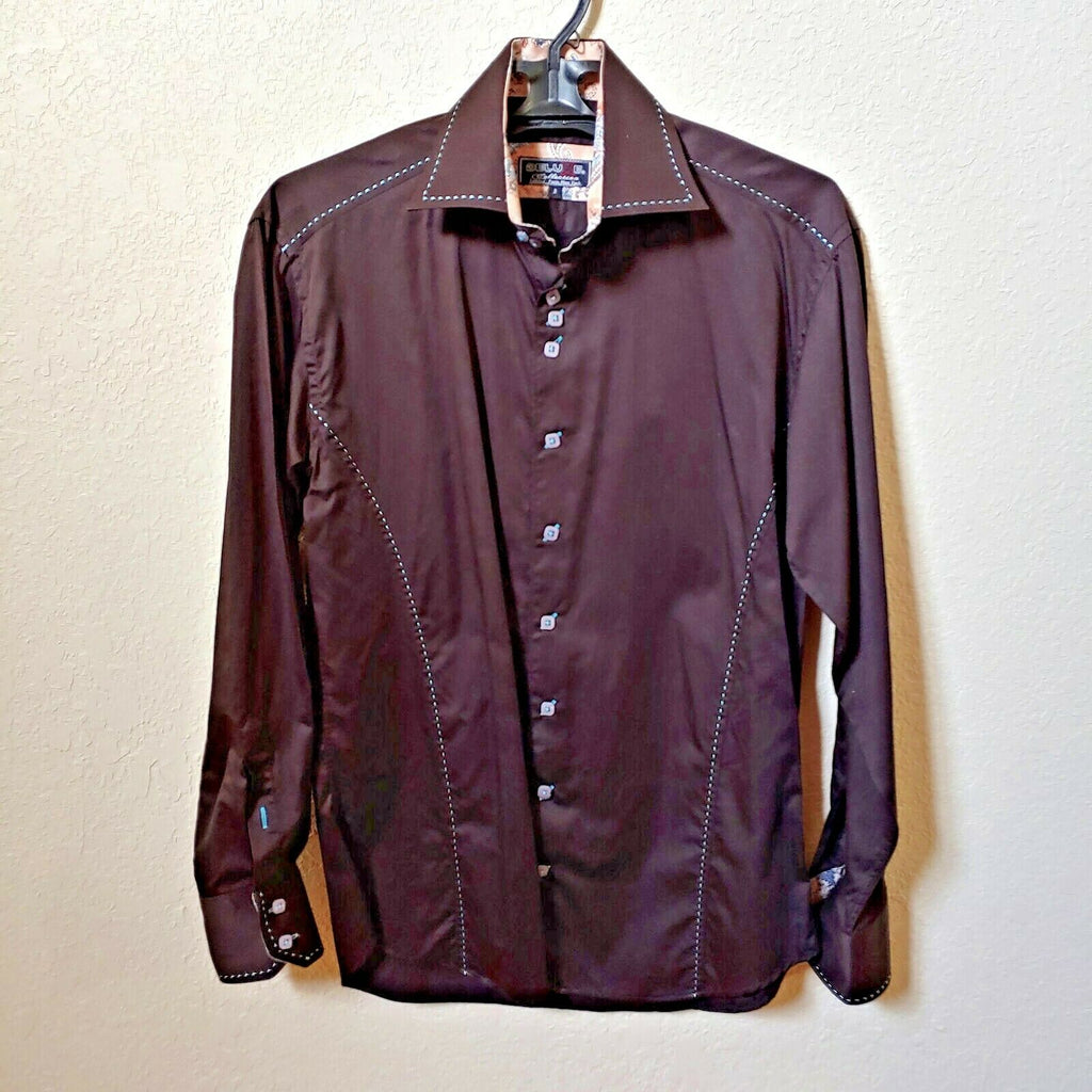 Deluxe Collection | Men's Black long sleeve Button down Casual Shirt | Sz. 3