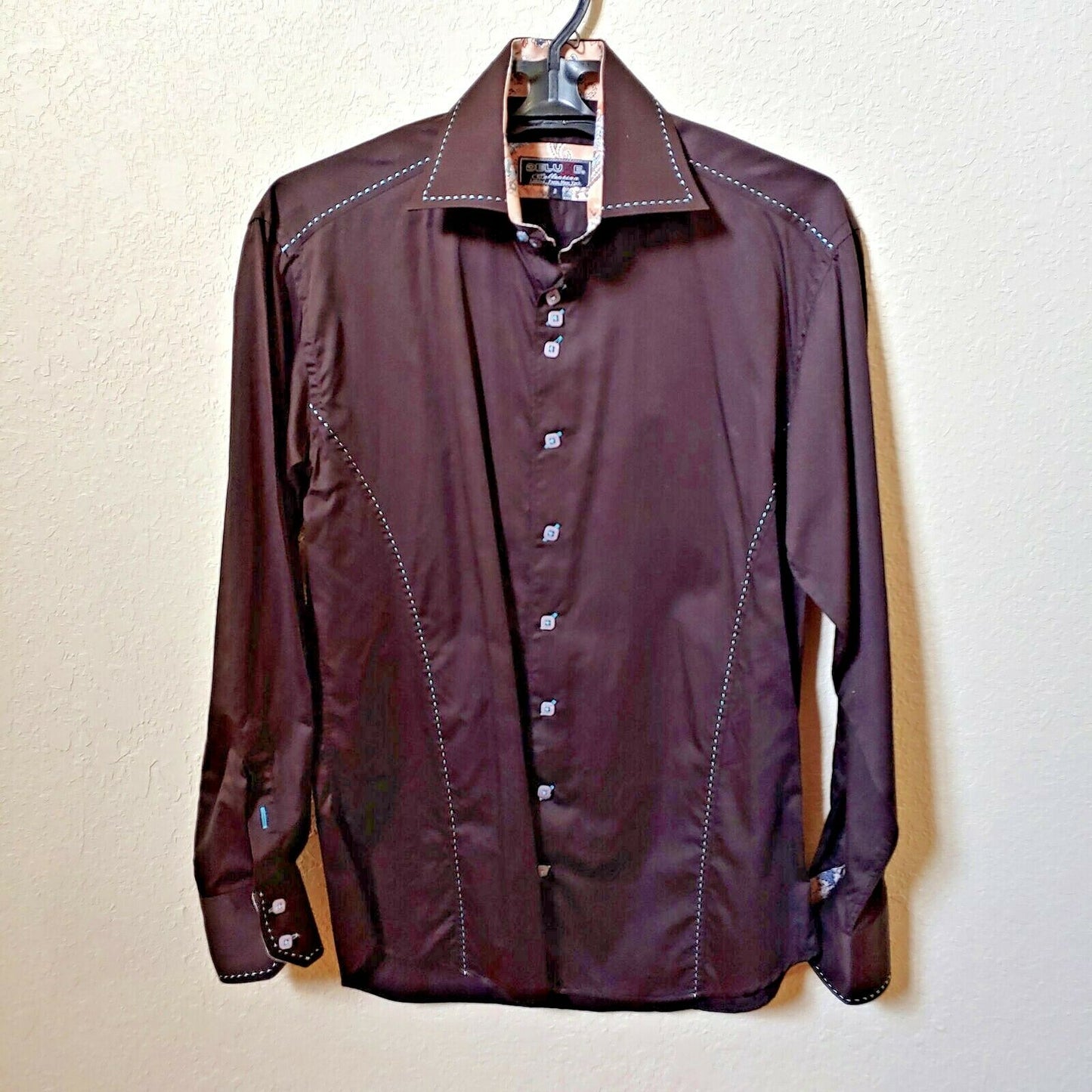 Deluxe Collection | Men's Black long sleeve Button down Casual Shirt | Sz. 3
