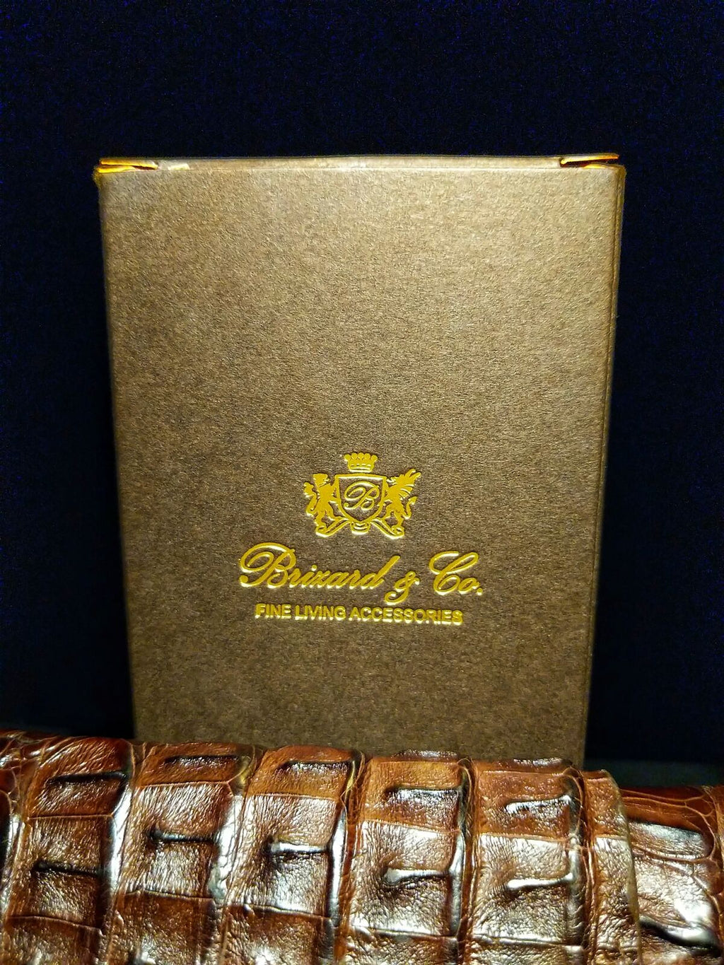 Brizard and Co Brown Caiman Alligator Case , Cutter & Lighter.  NIB Made in USA