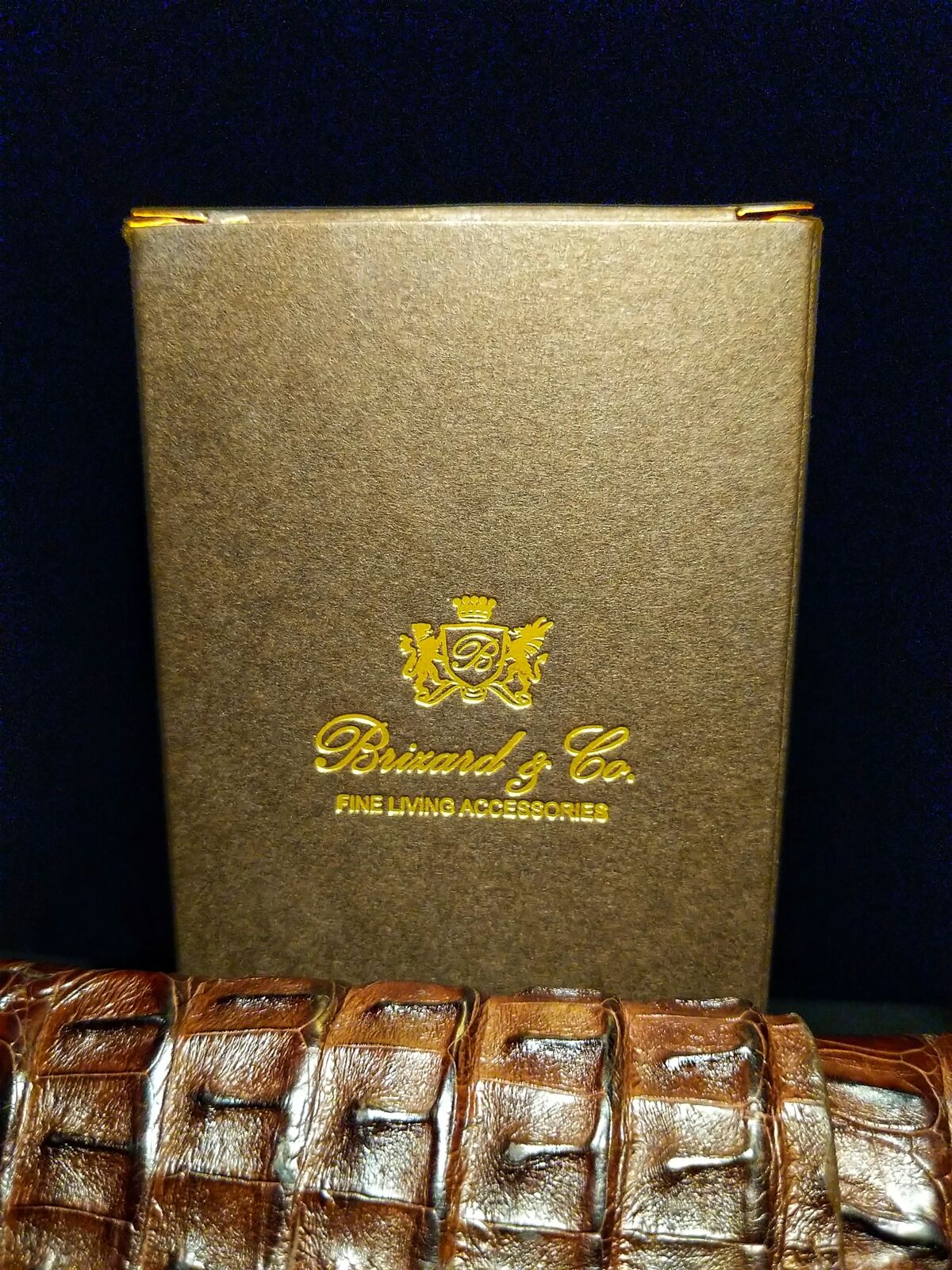 Brizard and Co Brown Caiman Alligator Case , Cutter & Lighter.  NIB Made in USA