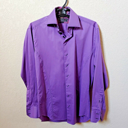 Deluxe Collection | Men's Purple Long sleeve Button down Casual Shirt | Sz. 3